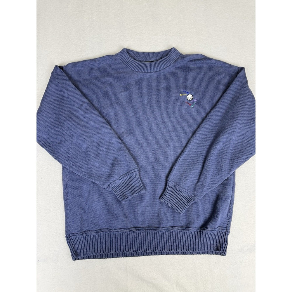 Vintage McBriar Golf Sweater Adult Large Navy Knit Crew Pullover USA 90s